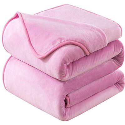 HOZY Plaid Couverture Polaire 230x270cm Rose Doux et Chaude 350GSM Couverture de Lit et Jeté de Canapé Flanelle Réversible Double Face HOZY Plaid Couverture Polaire 230x270cm Rose Doux et Chaude 350GSM Couverture de Lit et Jeté de Canapé Flanelle Réversible Double Face