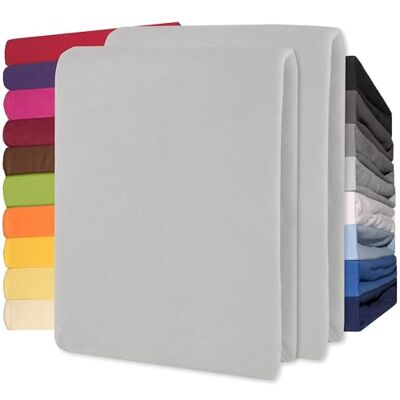 CelinaTex Lucina Drap-Housse revêtement surmatelas lit sommier tapissier Coton 2er-Set 90x200-100x200 cm Gris argenté CelinaTex Lucina Drap-Housse revêtement surmatelas lit sommier tapissier Coton 2er-Set 90x200-100x200 cm Gris argenté