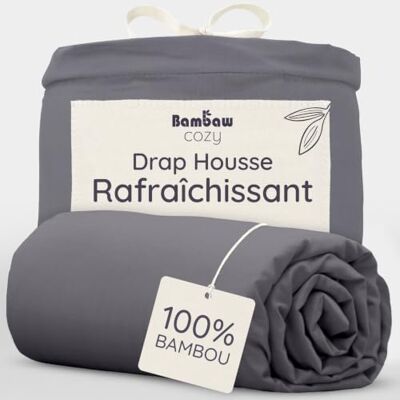 Bambaw Drap-housse doux 100 % bambou, avec poches profondes de 35 cm, contrôle de la température, hypoallergénique, lit double, 140 x 200 cm (anthracite) Bambaw Drap-housse doux 100 % bambou, avec poches profondes de 35 cm, contrôle de la température, hypoallergénique, lit double, 140 x 200 cm (anthracite)