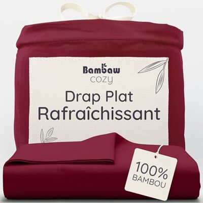 Bambaw Drap Plat 2 Personnes Bordeaux en Bambou Anti Acarien Chaud Hotel Lit 160x200 270x290 cm Bambaw Drap Plat 2 Personnes Bordeaux en Bambou Anti Acarien Chaud Hotel Lit 160x200 270x290 cm