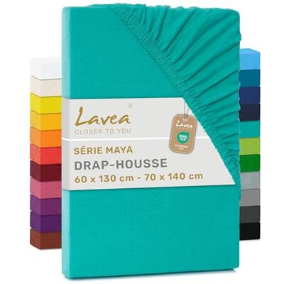 Lavea ® Drap-Housse 60/70x135 cm Bébé – Coton 100% Doux et Respirant – pour Matelas Épais Jusqu’à 12 cm – Jersey avec Élastique Tout Autour – Turquoise Lavea ® Drap-Housse 60/70x135 cm Bébé – Coton 100% Doux et Respirant – pour Matelas Épais Jusqu’à 12 cm – Jersey avec Élastique Tout Autour – Turquoise
