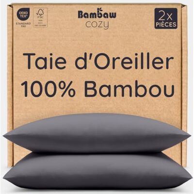 Bambaw Taie Oreiller 40x80 Noire Anthracite Lot de 2 Drap en Bambou Housse Oreiller Anti Acariens Tissu Doux Drap Refroidissant Taie Oreiller Rectangulaire Bambaw Taie Oreiller 40x80 Noire Anthracite Lot de 2 Drap en Bambou Housse Oreiller Anti Acariens Tissu Doux Drap Refroidissant Taie Oreiller Rectangulaire