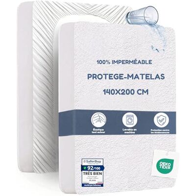 Promo Linge Protège Matelas Imperméable, Certifié Oeko TEX, Alèse Drap Housse, Matelas Couvre, Respirant, Bonnet 30cm, Différentes Tailles (140x200cm) Promo Linge Protège Matelas Imperméable, Certifié Oeko TEX, Alèse Drap Housse, Matelas Couvre, Respirant, Bonnet 30cm, Différentes Tailles (140x200cm)