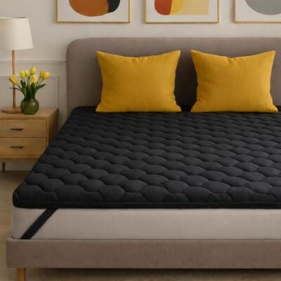 SLIPIO Surmatelas 120x200 cm Noir 5 cm Ergo+ Mousse Orthopédique Topper de Matelas Housse Amovible Lavable Anti-acariens & Antiallergique SLIPIO Surmatelas 120x200 cm Noir 5 cm Ergo+ Mousse Orthopédique Topper de Matelas Housse Amovible Lavable Anti-acariens & Antiallergique
