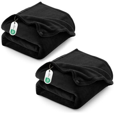 CozyLux Lot de 2 couvertures à carreaux en flanelle 260 g/m² 150 x 200 cm, noir couverture velue 200 x 150 cm canapé/lit simple/double, housse de canapé en microfibre chaude et douce CozyLux Lot de 2 couvertures à carreaux en flanelle 260 g/m² 150 x 200 cm, noir couverture velue 200 x 150 cm canapé/lit simple/double, housse de canapé en microfibre chaude et douce