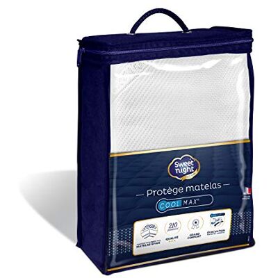 SWEET NIGHT Sweetnight Protège Matelas 160x200 cm Tissu Coolmax® Anti Transpiration Respirant Compatible Grands Bonnets Qualité Hôtellerie de Luxe SWEET NIGHT Sweetnight Protège Matelas 160x200 cm Tissu Coolmax® Anti Transpiration Respirant Compatible Grands Bonnets Qualité Hôtellerie de Luxe
