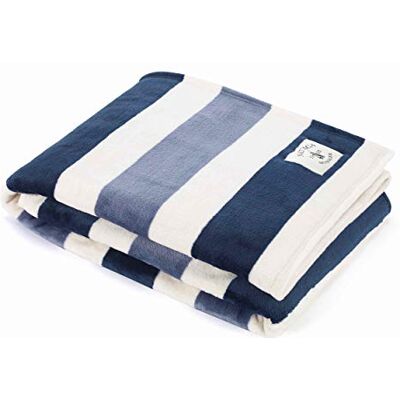 Nautica Couverture, Linge de lit en polaire super doux et confortable, décoration élégante de la maison, éléments essentiels pour la chambre à coucher (Bleu Rayé Bleu) Nautica Couverture, Linge de lit en polaire super doux et confortable, décoration élégante de la maison, éléments essentiels pour la chambre à coucher (Bleu Rayé Bleu)
