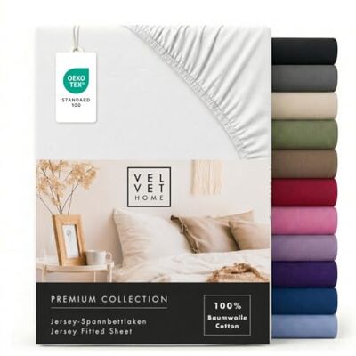 VEL VET HOME VelvetHome Drap Housse 120x200 165gsm 100% Coton Doux Made in EU Housse de Matelas 120x200x30 avec Bande Élastique Qualité Upérieure Drap Housse Jersey Belles Couleurs Blanc VEL VET HOME VelvetHome Drap Housse 120x200 165gsm 100% Coton Doux Made in EU Housse de Matelas 120x200x30 avec Bande Élastique Qualité Upérieure Drap Housse Jersey Belles Couleurs Blanc