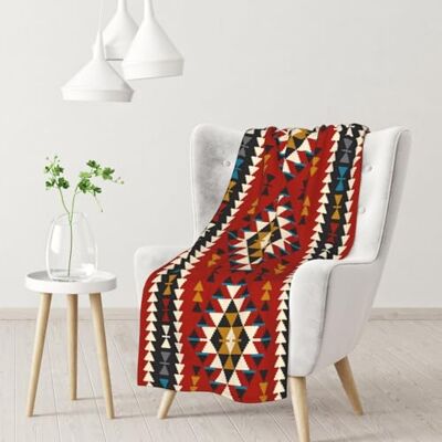 InOmak Indiens natifs du sud-ouest des États-Unis, indien, aztèque, navajo, couverture douce, chaude et anti-boulochage en flanelle, 76 x 102 cm InOmak Indiens natifs du sud-ouest des États-Unis, indien, aztèque, navajo, couverture douce, chaude et anti-boulochage en flanelle, 76 x 102 cm