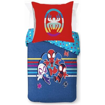 Jay Franco Marvel Parure de lit simple avec housse de couette de 80 x 80 cm, en 100 % coton, motif Spidey et ses amis fantastiques Jay Franco Marvel Parure de lit simple avec housse de couette de 80 x 80 cm, en 100 % coton, motif Spidey et ses amis fantastiques