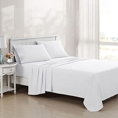Laura Ashley Parure de lit en satin de coton pour très grand lit, 800 fils au pouce carré, décoration d’intérieur douce et lisse (blanc uni, très grand lit) Laura Ashley Parure de lit en satin de coton pour très grand lit, 800 fils au pouce carré, décoration d’intérieur douce et lisse (blanc uni, très grand lit)
