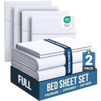 Utopia Bedding Lot de 2 parures de lit pour spa, hôtel et chambre d'invités, microfibre brossée, résiste au rétrécissement et à la décoloration, facile d'entretien, blanc, lit double Utopia Bedding Lot de 2 parures de lit pour spa, hôtel et chambre d'invités, microfibre brossée, résiste au rétrécissement et à la décoloration, facile d'entretien, blanc, lit double