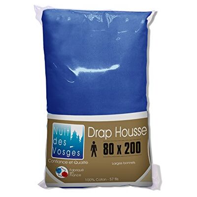 Nuit des Vosges 2101096 Cotoval Drap Housse Uni Coton Bleu Nattier 80 x 200 cm Nuit des Vosges 2101096 Cotoval Drap Housse Uni Coton Bleu Nattier 80 x 200 cm