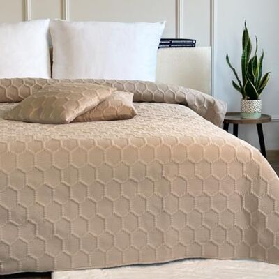 Euromat Couvre-lit matelassé réversible avec 2 taies d'oreiller 40 x 40 cm (Beige Parla 3 D, 220 x 240 cm) Euromat Couvre-lit matelassé réversible avec 2 taies d'oreiller 40 x 40 cm (Beige Parla 3 D, 220 x 240 cm)