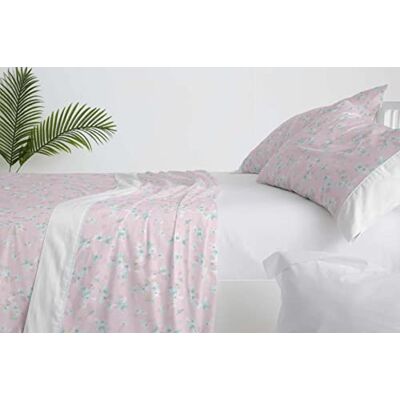 Blanco Parure de lit 031 Floral et moderne pour lit simple de 105 cm Parure de lit, housse de coussin et drap-housse réglable Rose Blanco Parure de lit 031 Floral et moderne pour lit simple de 105 cm Parure de lit, housse de coussin et drap-housse réglable Rose