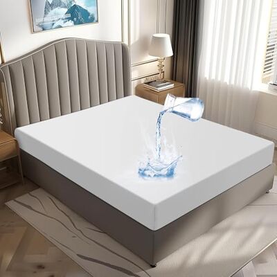 DUNSOO Protège-matelas 140 x 200 cm imperméable et respirant, lavable, hygiénique et anti-acariens, blanc, 140 x 200 cm DUNSOO Protège-matelas 140 x 200 cm imperméable et respirant, lavable, hygiénique et anti-acariens, blanc, 140 x 200 cm