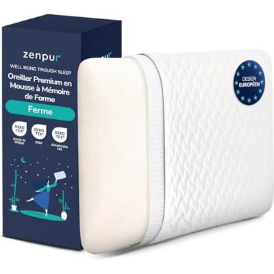 ZenPur Oreiller Ergonomique Cervical Orthopédique, Coussin Mémoire de Forme, Douleurs Pour la Nuque et Dos, Anti Acarien & Ronflement, Housse Bambou, Fabriqué EU – Ferme, Ideal pour Dormeur Dos & Côté ZenPur Oreiller Ergonomique Cervical Orthopédique, Coussin Mémoire de Forme, Douleurs Pour la Nuque et Dos, Anti Acarien & Ronflement, Housse Bambou, Fabriqué EU – Ferme, Ideal pour Dormeur Dos & Côté