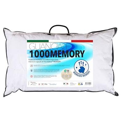 V.I.P. Very Important Pillow V.I.P. Coussin 1000 Memory 45 x 75, très respirant doux avec taie d'oreiller matelassée à ultrasons et rembourrage en chips sélectionnés de Viscoélastique, fabriqué en V.I.P. Very Important Pillow V.I.P. Coussin 1000 Memory 45 x 75, très respirant doux avec taie d'oreiller matelassée à ultrasons et rembourrage en chips sélectionnés de Viscoélastique, fabriqué en