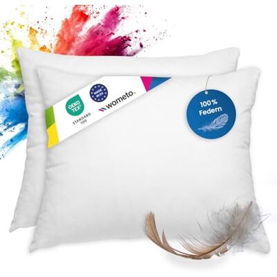 wometo Lot de 2 Coussins 100% Plumes 40x50 cm 450g oekoTex Coussin de Remplissage Housse Coton Blanc I Coussin intérieur/Remplissage de Coussin/Petit Oreiller (Nombreuses Dimensions) (2 pièces) wometo Lot de 2 Coussins 100% Plumes 40x50 cm 450g oekoTex Coussin de Remplissage Housse Coton Blanc I Coussin intérieur/Remplissage de Coussin/Petit Oreiller (Nombreuses Dimensions) (2 pièces)
