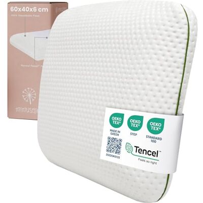 MIMUSELINA Oreiller 60 x 40 x 6 cm pour enfants à partir de 2 ans Coussin doux et respirant pour un sommeil sûr 100 % mousse à mémoire de forme naturelle Oeko-TEX Tencel Housse MIMUSELINA Oreiller 60 x 40 x 6 cm pour enfants à partir de 2 ans Coussin doux et respirant pour un sommeil sûr 100 % mousse à mémoire de forme naturelle Oeko-TEX Tencel Housse