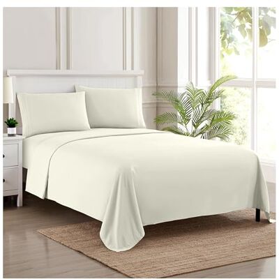 home sweet home collection Parure de lit 1800 fils au pouce carré Draps en microfibre brossée douce de qualité égyptienne Parure de lit de luxe avec drap plat, drap-housse, 2 taies d'oreiller home sweet home collection Parure de lit 1800 fils au pouce carré Draps en microfibre brossée douce de qualité égyptienne Parure de lit de luxe avec drap plat, drap-housse, 2 taies d'oreiller