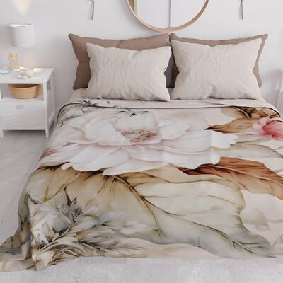 PETTI Artigiani Italiani Couvre-lit pour lit double printemps-été, couverture légère double, drap de lit, 100% Vintage Flower Made in Italy PETTI Artigiani Italiani Couvre-lit pour lit double printemps-été, couverture légère double, drap de lit, 100% Vintage Flower Made in Italy