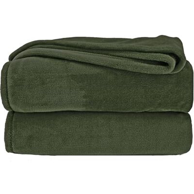 heimtexland Plaid douillet en flanelle chaude Certifié Oekotex Couvre-lit Couverture de canapé Non pelucheuse Super douce XL 150 x 200 cm Type 380 Olive heimtexland Plaid douillet en flanelle chaude Certifié Oekotex Couvre-lit Couverture de canapé Non pelucheuse Super douce XL 150 x 200 cm Type 380 Olive