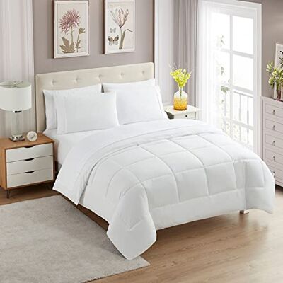 home sweet home collection Sweet Home Collection Parure de lit 7 pièces en duvet doux avec couette pour toutes les saisons couverture alternative et draps de lit en microfibre couleur unie (pour lit Queen-size, blanc) home sweet home collection Sweet Home Collection Parure de lit 7 pièces en duvet doux avec couette pour toutes les saisons couverture alternative et draps de lit en microfibre couleur unie (pour lit Queen-size, blanc)