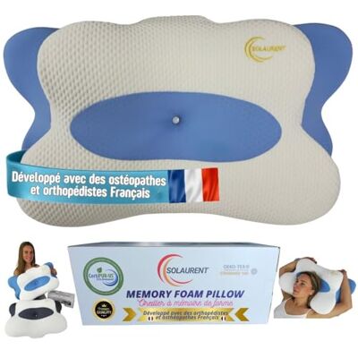 SOLAURENT Oreiller Ergonomique Cervical Orthopédique Cervical Oreiller Mémoire de Forme Coussin Ergonomique Cervical Oekotex Certi-Pur Toutes Positions SOLAURENT Oreiller Ergonomique Cervical Orthopédique Cervical Oreiller Mémoire de Forme Coussin Ergonomique Cervical Oekotex Certi-Pur Toutes Positions