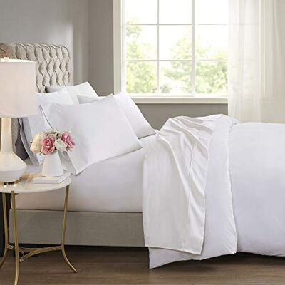 Madison Park Beautyrest Parure de lit douce pour toutes les saisons, taie d'oreiller assortie, coton, blanc, King size Madison Park Beautyrest Parure de lit douce pour toutes les saisons, taie d'oreiller assortie, coton, blanc, King size