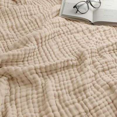 Comfy Cubs Couverture en mousseline de grande taille 127 x 152,4 cm, 6 couches de coton rafraîchissant doux, respirante et chaude pour chambre à coucher, salon (sable, jeté – mousseline) Comfy Cubs Couverture en mousseline de grande taille 127 x 152,4 cm, 6 couches de coton rafraîchissant doux, respirante et chaude pour chambre à coucher, salon (sable, jeté – mousseline)