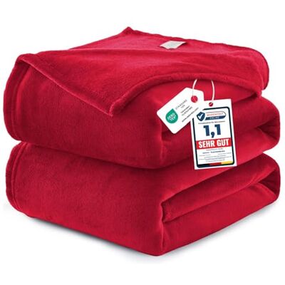 WAVVE Plaid Couverture Rouge 230x270 cm – Microfibure Polaire Jeté de Canapé Doux, Couverture Lit Décorative pour 2 Personnes – Extra Grand & Chaud WAVVE Plaid Couverture Rouge 230x270 cm – Microfibure Polaire Jeté de Canapé Doux, Couverture Lit Décorative pour 2 Personnes – Extra Grand & Chaud
