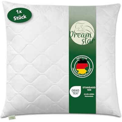 DREAMSTAR Oreiller 80 x 80 cm Rembourrage de qualité supérieure 1250 g Coussin dur avec fermeture éclair pour ajuster Lavable jusqu'à 60 °C Convient aux personnes allergiques 80 x 80 cm DREAMSTAR Oreiller 80 x 80 cm Rembourrage de qualité supérieure 1250 g Coussin dur avec fermeture éclair pour ajuster Lavable jusqu'à 60 °C Convient aux personnes allergiques 80 x 80 cm