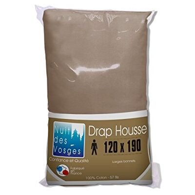 Nuit des Vosges Cotoval Drap Housse Coton Cannelle 120 x 190 cm, Canelle Nuit des Vosges Cotoval Drap Housse Coton Cannelle 120 x 190 cm, Canelle