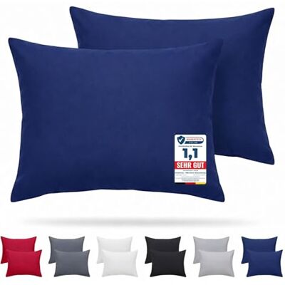 Komfortec Taie d'oreiller 50x70, Lot de 2, Housse Coussin Douce Et Brossée, Certifiée Oeko-TEX, Douce et Respirante, avec Fermeture éclair, Bleu Komfortec Taie d'oreiller 50x70, Lot de 2, Housse Coussin Douce Et Brossée, Certifiée Oeko-TEX, Douce et Respirante, avec Fermeture éclair, Bleu