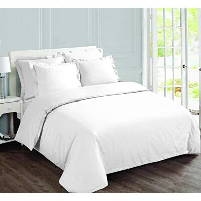 Vision Parure de lit UNI Blanc Set de Housse de Couette 260x240 cm avec 2 taies d'oreiller pour lit Kingsize 2 Personnes 100% Coton Vision Parure de lit UNI Blanc Set de Housse de Couette 260x240 cm avec 2 taies d'oreiller pour lit Kingsize 2 Personnes 100% Coton