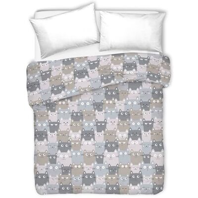 PENSIERI DELICATI Couvre-lit double 260 x 280 cm, drap simple 100% coton pique, idéal comme drap d'ameublement, couverture de lit 2 places, fantaisie Happycat gris, 100% fabriqué en Italie PENSIERI DELICATI Couvre-lit double 260 x 280 cm, drap simple 100% coton pique, idéal comme drap d'ameublement, couverture de lit 2 places, fantaisie Happycat gris, 100% fabriqué en Italie