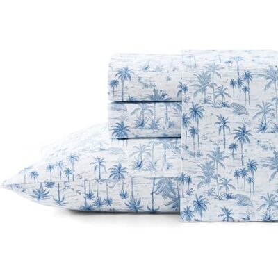 Tommy Bahama Draps pour très grand lit, parure de lit en percale de coton super doux avec taies d'oreiller assorties, gracieux et frais, essentiels de la chambre côtière (bleu surf, très grand lit) Tommy Bahama Draps pour très grand lit, parure de lit en percale de coton super doux avec taies d'oreiller assorties, gracieux et frais, essentiels de la chambre côtière (bleu surf, très grand lit)