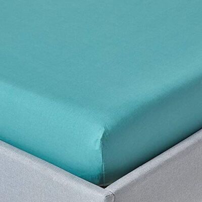 HOMESCAPES Drap-Housse Turquoise 100% Coton Égyptien 200 Fils 180 x 200 cm HOMESCAPES Drap-Housse Turquoise 100% Coton Égyptien 200 Fils 180 x 200 cm