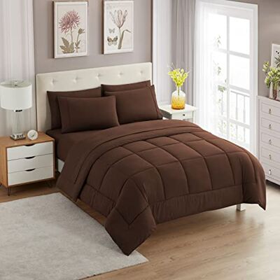 home sweet home collection Sweet Home Collection Parure de lit 5 pièces en duvet doux avec couette pour toutes les saisons couverture alternative et draps de lit en microfibre couleur unie (pour lit simple XL, marron) home sweet home collection Sweet Home Collection Parure de lit 5 pièces en duvet doux avec couette pour toutes les saisons couverture alternative et draps de lit en microfibre couleur unie (pour lit simple XL, marron)