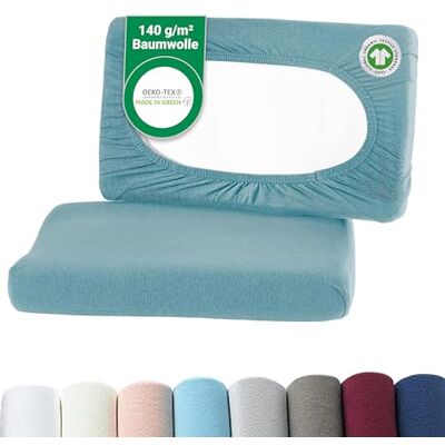 BaSaTex Lot de 2 housses bio pour coussin de nuque et coussin de santé 97 % coton certifié GOTS + 3 % élasthanne Environ 45-60 x 30-40 cm Chevalet de 20 cm Bleu fumé BaSaTex Lot de 2 housses bio pour coussin de nuque et coussin de santé 97 % coton certifié GOTS + 3 % élasthanne Environ 45-60 x 30-40 cm Chevalet de 20 cm Bleu fumé