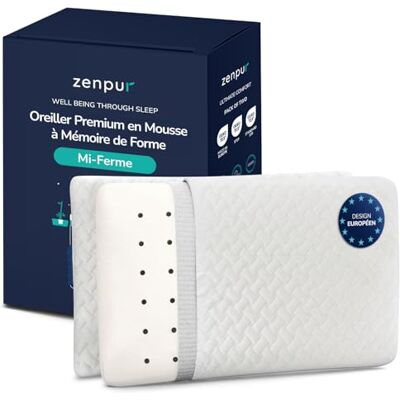 ZenPur Oreillers Ergonomique Cervical Orthopédique, Lot de 2 Coussins Mémoire Forme, Douloureuses Cou et Épaule, Anti Acarien & Ronflement, Housse Bambou, Fabriqué EU – Mi-Ferme, Tout Type de Dormeur ZenPur Oreillers Ergonomique Cervical Orthopédique, Lot de 2 Coussins Mémoire Forme, Douloureuses Cou et Épaule, Anti Acarien & Ronflement, Housse Bambou, Fabriqué EU – Mi-Ferme, Tout Type de Dormeur