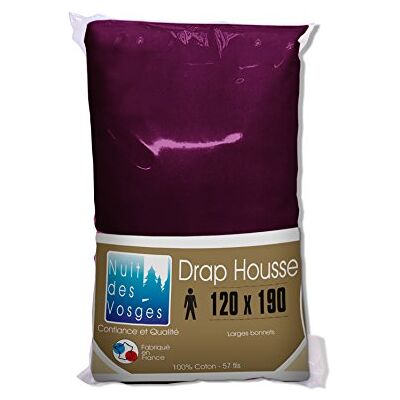 Nuit des Vosges 2101379 Cotoval Drap Housse Uni Coton Violet 120 x 190 cm Nuit des Vosges 2101379 Cotoval Drap Housse Uni Coton Violet 120 x 190 cm