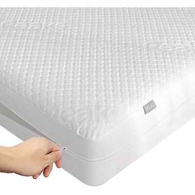 Reaks Protège-matelas en bambou avec fermeture éclair pour très grand lit – Housse de matelas 100% imperméable à fermeture éclair – Housses de matelas douces et rafraîchissantes et silencieuses – Housse de Reaks Protège-matelas en bambou avec fermeture éclair pour très grand lit – Housse de matelas 100% imperméable à fermeture éclair – Housses de matelas douces et rafraîchissantes et silencieuses – Housse de