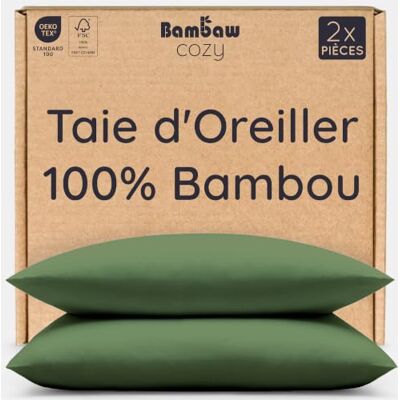 Bambaw Taie Oreiller 80x80 Bambou, Lot de 2, Taie Oreiller Rafraichissante et Thermorégulatrice, Drap Anti Transpiration et Respirant, Anti Acariens Literie, Bambou Drap (Olive) Bambaw Taie Oreiller 80x80 Bambou, Lot de 2, Taie Oreiller Rafraichissante et Thermorégulatrice, Drap Anti Transpiration et Respirant, Anti Acariens Literie, Bambou Drap (Olive)