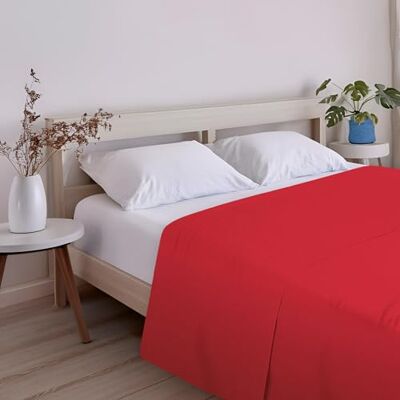 ECOMMERC3 Drap de dessus extra doux et confortable pour lit de 80 cm, couleur rouge, fabriqué en Espagne, respirant, facile d'entretien ECOMMERC3 Drap de dessus extra doux et confortable pour lit de 80 cm, couleur rouge, fabriqué en Espagne, respirant, facile d'entretien