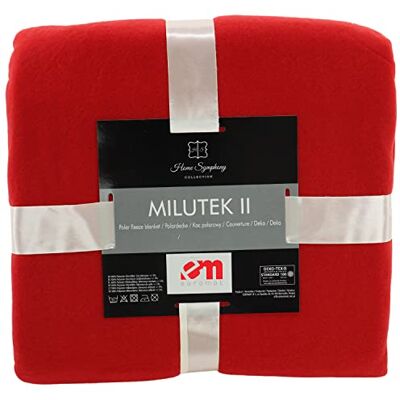 Euromat Couverture polaire douillette pour canapé avec bords cousus (rouge, 150 x 200 cm) Euromat Couverture polaire douillette pour canapé avec bords cousus (rouge, 150 x 200 cm)