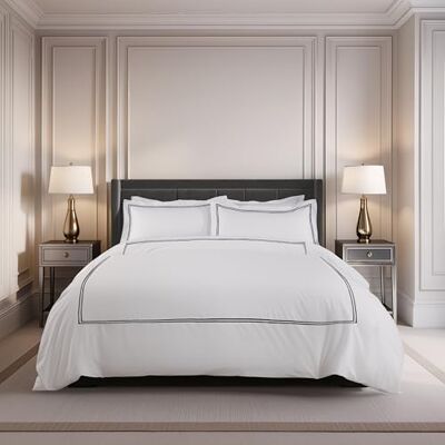 Emma Barclay Mayfair Parure de lit brodée avec taie d'oreiller Oxford Graphite Lit 1 personne Emma Barclay Mayfair Parure de lit brodée avec taie d'oreiller Oxford Graphite Lit 1 personne