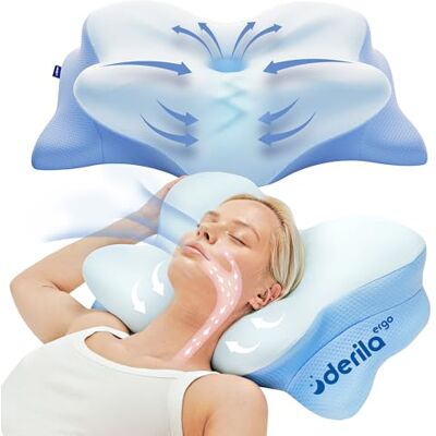 Derila Ergo Oreiller Cervical Mémoire de Forme, Technologie Rafraîchissante, para Dormeurs de Côté, de Dos et sur le Ventre Derila Ergo Oreiller Cervical Mémoire de Forme, Technologie Rafraîchissante, para Dormeurs de Côté, de Dos et sur le Ventre