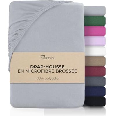 NatureMark Drap-housse en microfibre Doux, respirant et facile d'entretien Doux pour la peau, séchage rapide et indéformable 180 x 200 cm Gris argenté NatureMark Drap-housse en microfibre Doux, respirant et facile d'entretien Doux pour la peau, séchage rapide et indéformable 180 x 200 cm Gris argenté